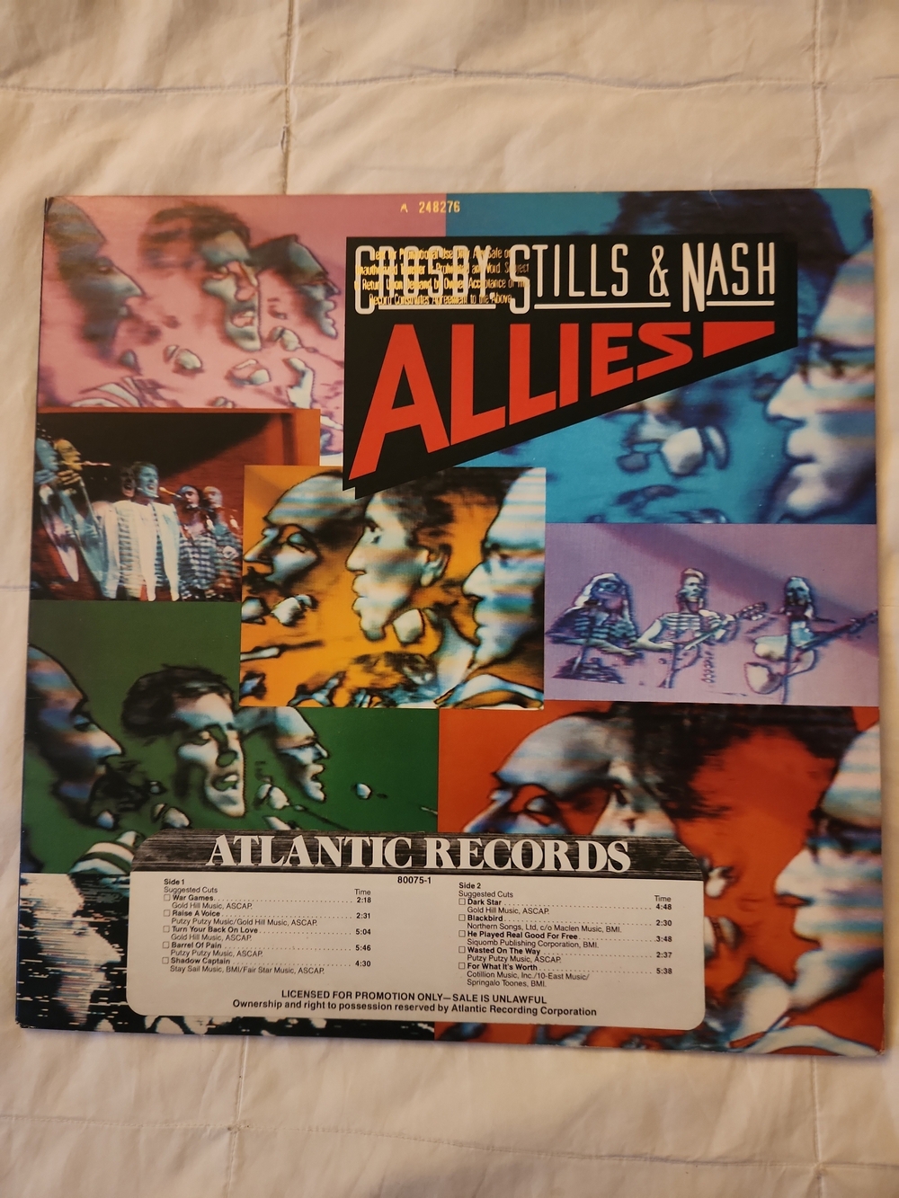 Crosby Stills & Nash Allies Vintage Vinyl -- DJ COPY NEVER PLAYED NM